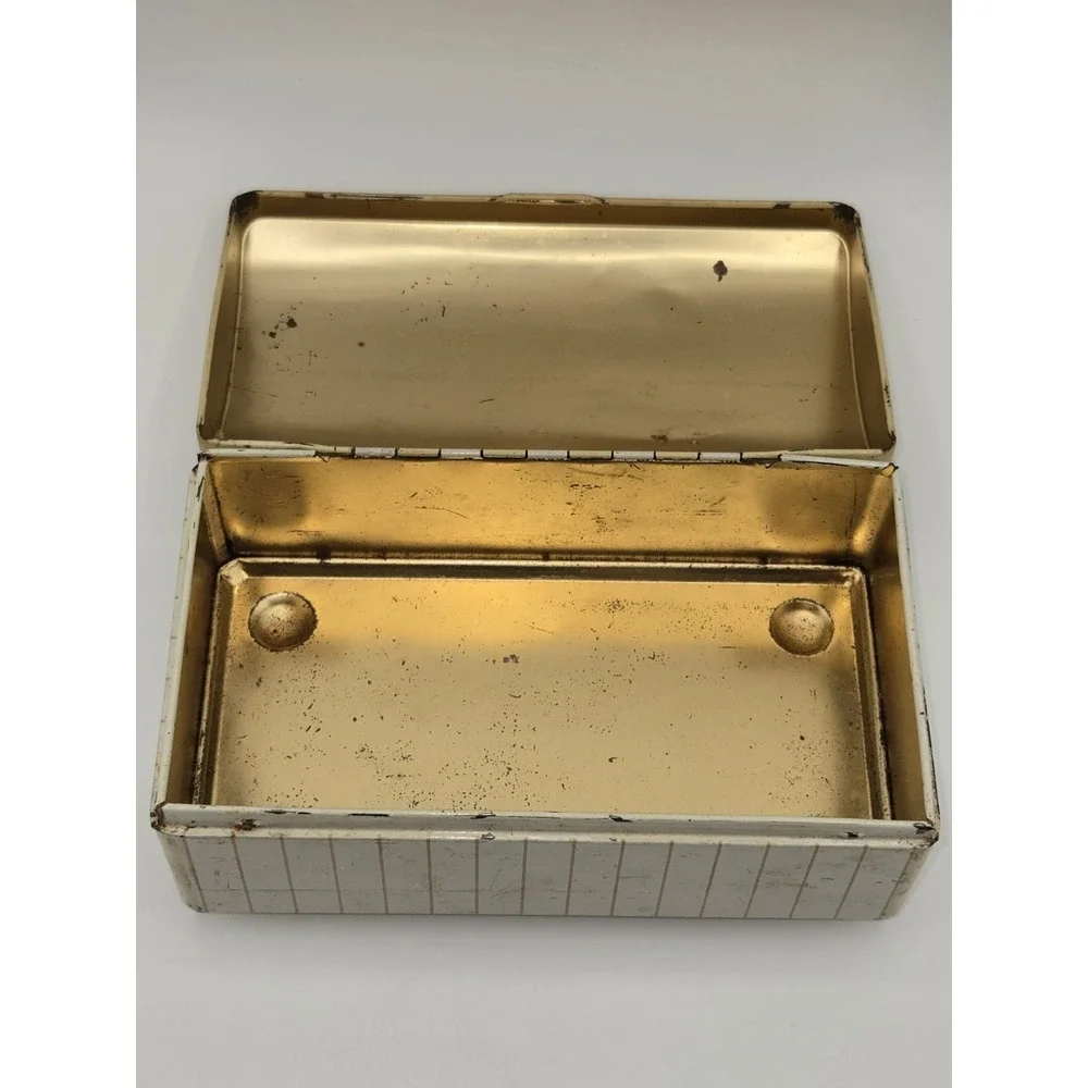 Vintage Metal‎ Storage Tin Box Bird Floral Design Hinged Lid 6.5